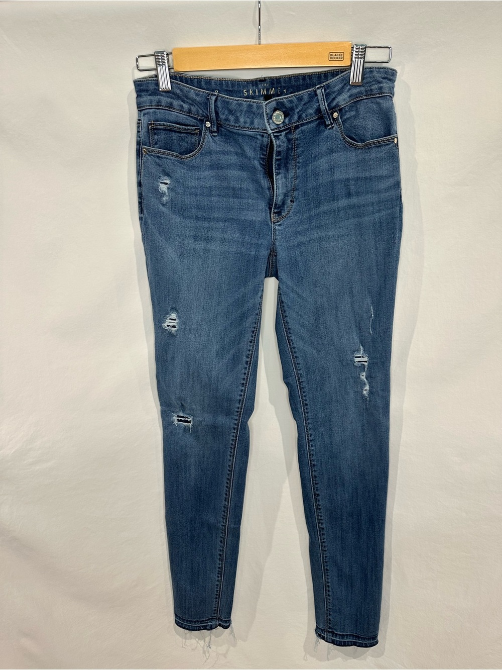 White House Black Market Distressed Skinny Jeans - Medium Blue